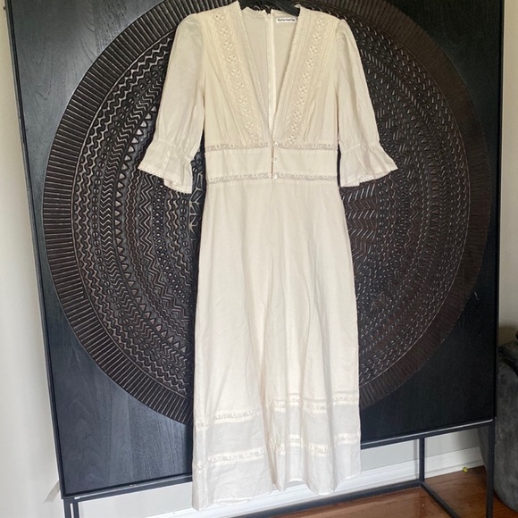 Reformation Fran Lace Paneled Midi Dress size 8 - Picture 3 of 8